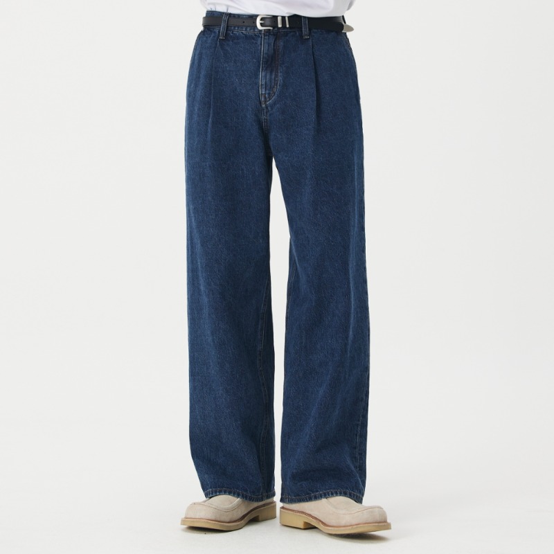 REAL WIDE ONE TUCK DENIM M/BLUE